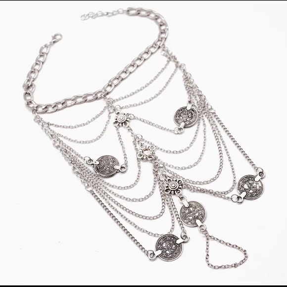 Boho Gypsy Anklet / Foot Jewelry Silver - Picture 4 of 5